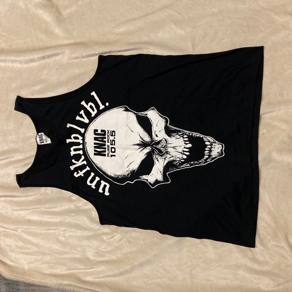 KNAC Pure Rock 105.5 Radio Station Skull Tank Top Black XL Unfknblvbl